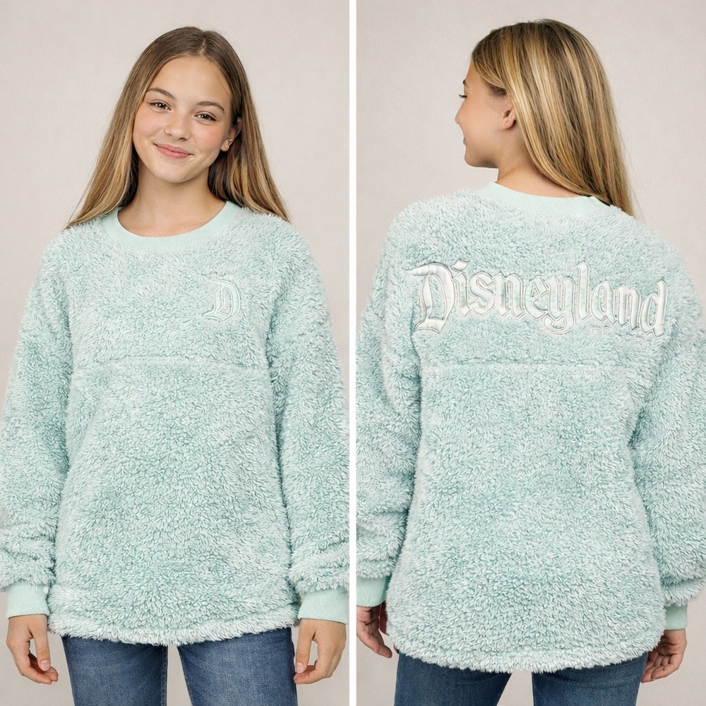 Disneyland Spirit Jersey Fuzzy Sherpa Pullover Mint Youth Large